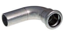 Persinsteekbocht 90°, inox, 15mm MF, verwarming, VSH XPress RVS 304