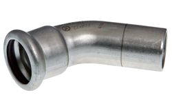Courbe à sertir MF 45°, inox, 15mm MF, chauffage, VSH XPress RVS 304