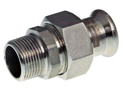 Pers-3-delige koppeling, inox, 15 x 1/2", M, verwarming, VSH XPress RVS 304