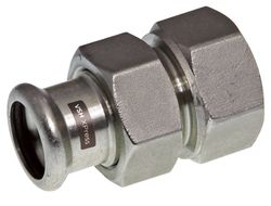 Raccord 3 pièces à sertir, inox, 15 x 1/2", F, chauffage, VSH XPress RVS 304