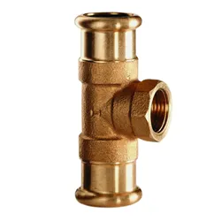 Persovergangs-T-stuk, brons, 15 x 1/2" x 15 F, (drink)water, VSH XPress Koper 6130G