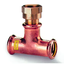 Persovergangs-T-stuk, brons, 28 x 1/2" x 28 F, gas, VSH XPress Koper Gas G6130G