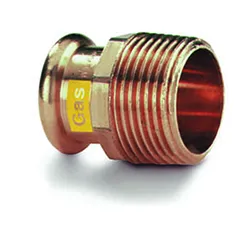 Pièce de transition à sertir, bronze, 22mm x 3/4" M, VSH XPress Koper Gas G6243G
