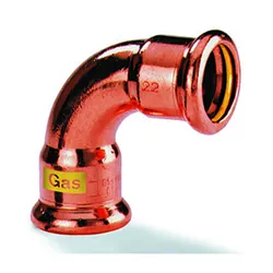 Courbe à sertir 90°, cuivre, 22mm FF, gaz, VSH XPress Koper Gas G7002A