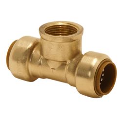Té de transition push fit, laiton, 22 x 1/2" x 22 F, eau potable, VSH Tectite Classic T30
