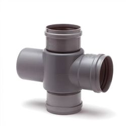 PVC té double à joint 88°, 110mm, SN4 (SDR41), noir, BENOR-marque, évacuation, Wavin