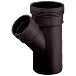 polypropylène (PP) té réduit à joint 45° 75x50mm noir BENOR-marque évacuation Wavin Wafix PP