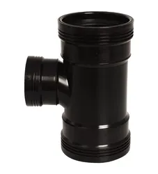 Polypropyleen (PP) manchet verloop-T-stuk 90° Stroom-T-stuk 110x75mm zwart BENOR-keur afvoer/sanitair Wavin Wafix PP