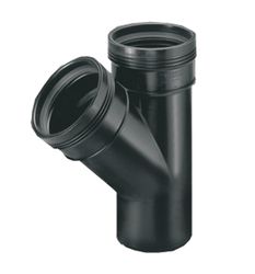 Polypropylène (PP) té à joint 45° 50mm noir BENOR-marque évacuation Wavin Wafix PP