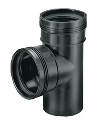 Polypropyleen (PP) manchet-T-stuk 90° 32mm zwart BENOR-keur afvoer/sanitair Wavin Wafix PP