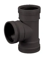 Polypropyleen (PP) manchet-T-stuk 90° 32mm zwart BENOR-keur afvoer/sanitair Wavin Wafix PP