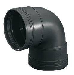 Polypropyleen (PP) manchetbocht 90° 75mm FF zwart BENOR-keur afvoer/sanitair Wavin Wafix PP