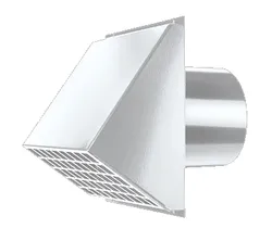 Buitenluchtrooster, Zehnder HRV, rechthoekig 252x265mm, kanaaldiam. Ø125mm, staal wit